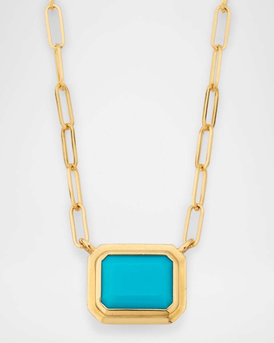 Manhattan 18K Yellow Gold Turquoise Pendant Necklace